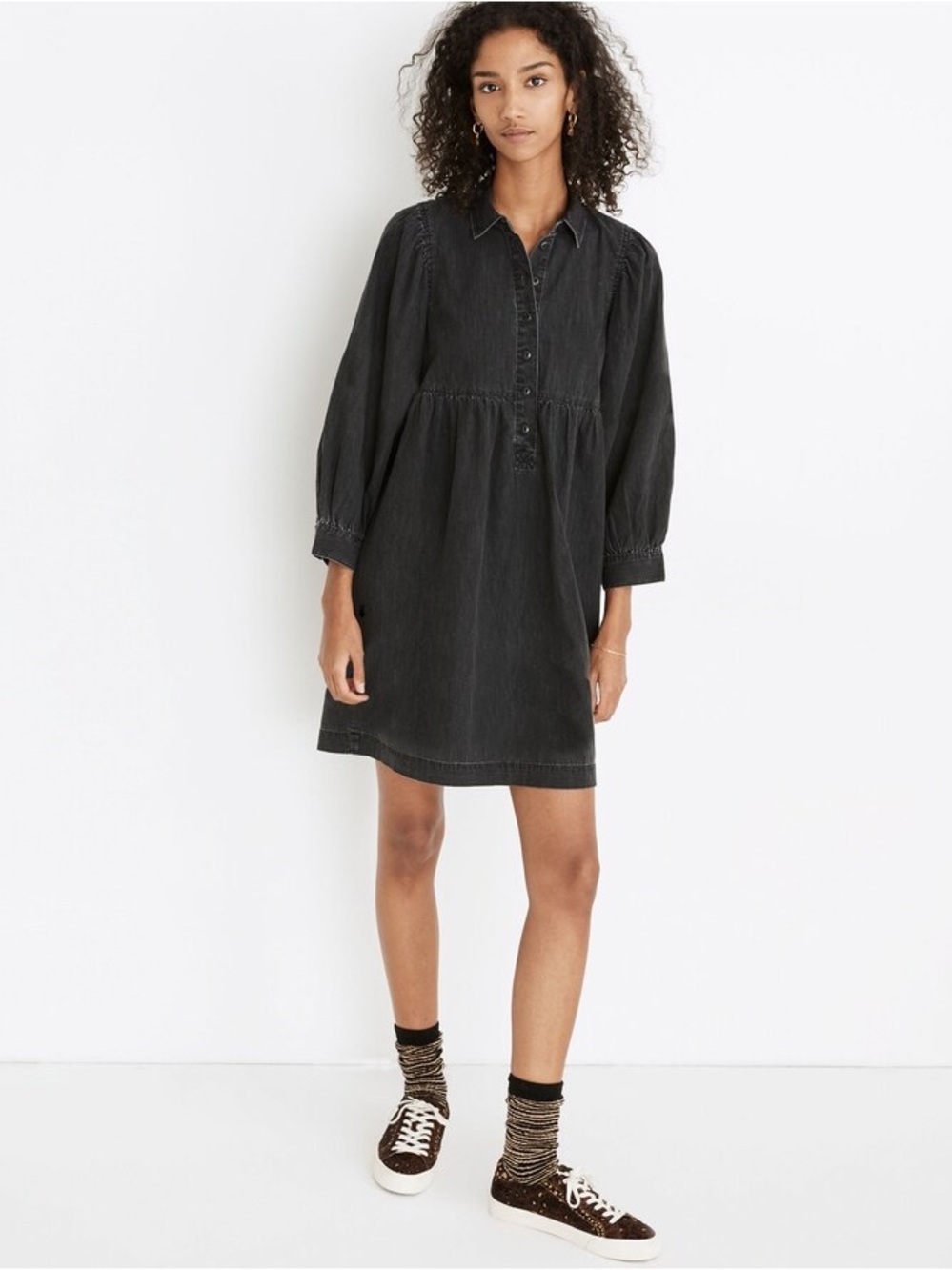 Madewell Denim Babydoll Shirtdress Size XL NWT in Washed Black